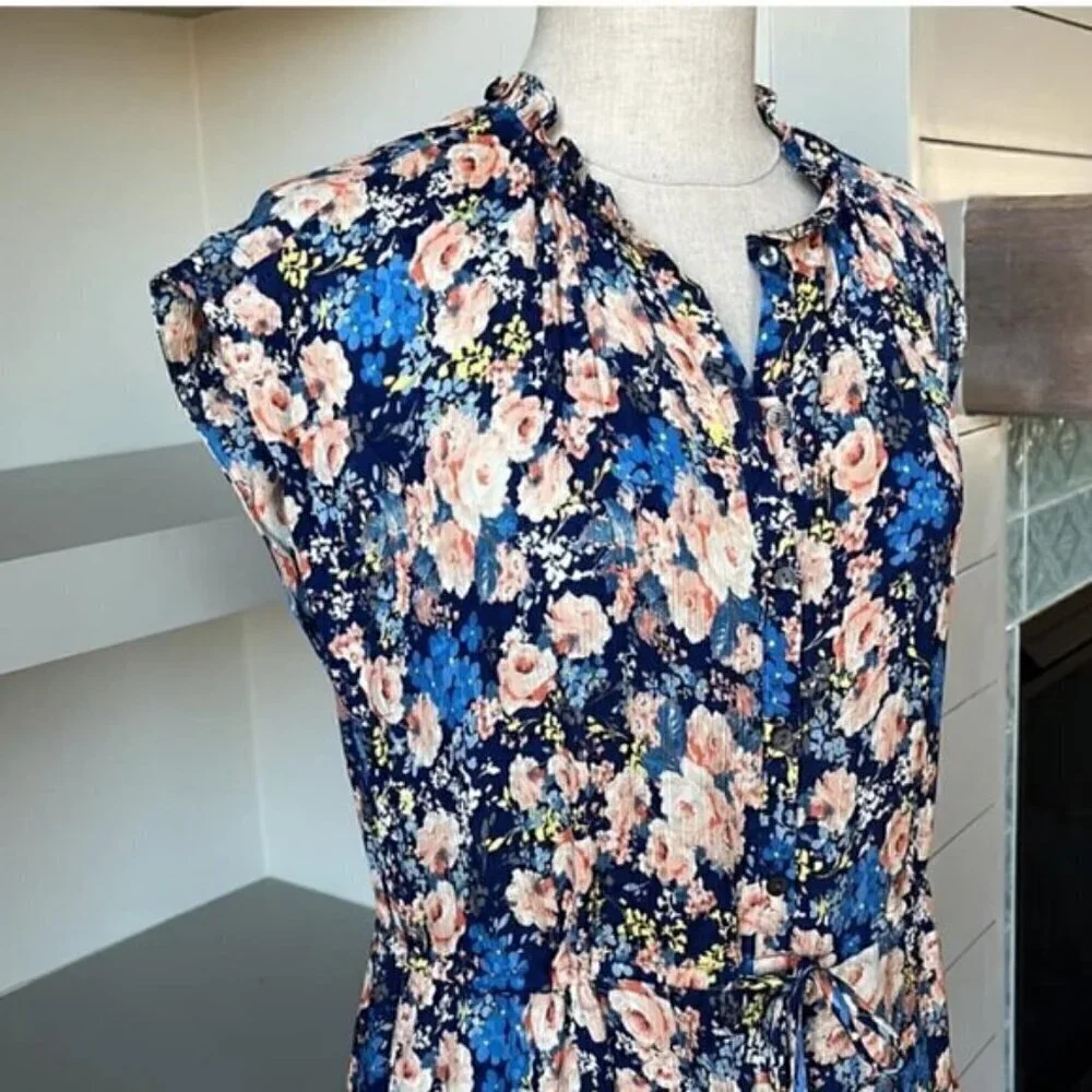 Rebecca Taylor Gigi Floral Silk Shirt Dress Size 0